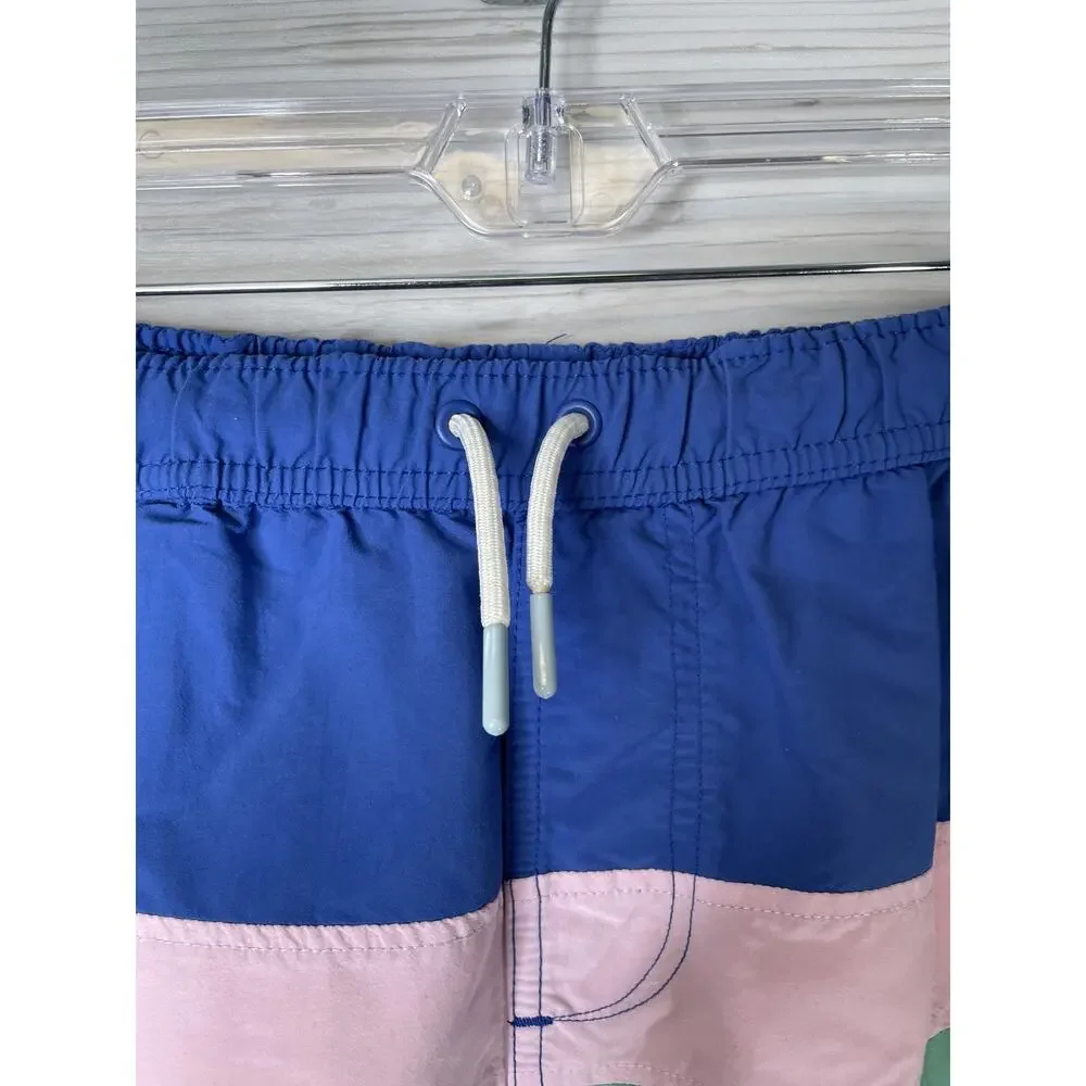 Boden Swim Shorts Mens 30 Blue Green Colorblock‎ Drawstring Mesh Lined Quick Dry